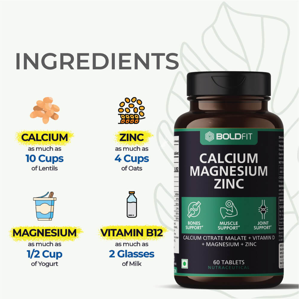 Boldfit Calcium Magnesium Zinc Tablets