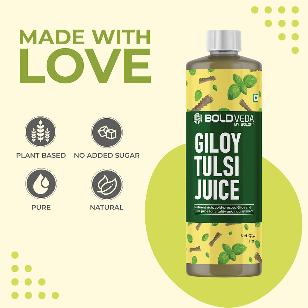 Boldveda Cold Pressed Tulsi Giloy Juice for Vitality and Norishment - 1 Ltr