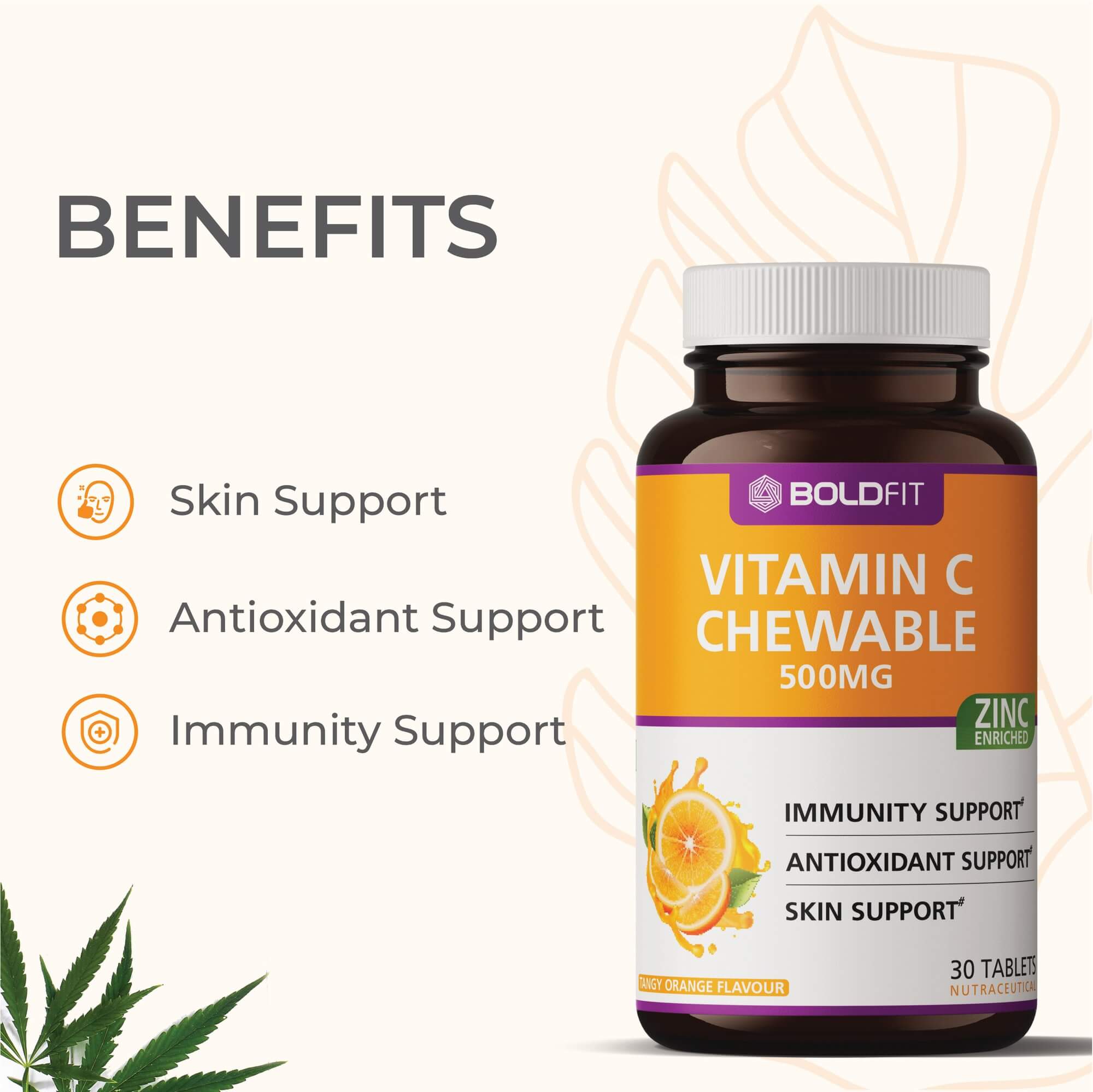 Boldfit Vitamin C With Zinc Chewable Tablets 500mg