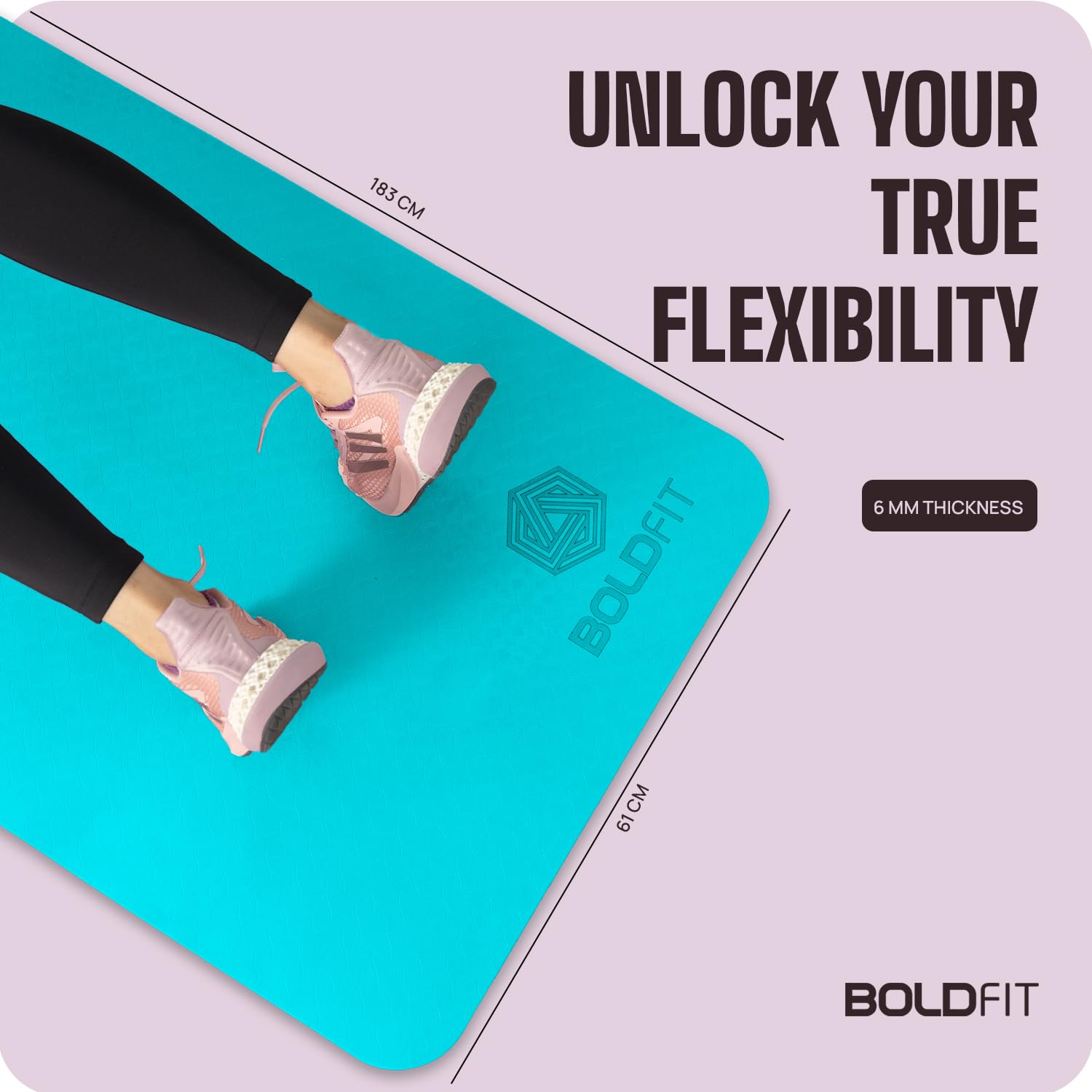 Boldfit Yoga Mat for Yoga Fitness Workout Unisex (Purple Color) 6 Feet