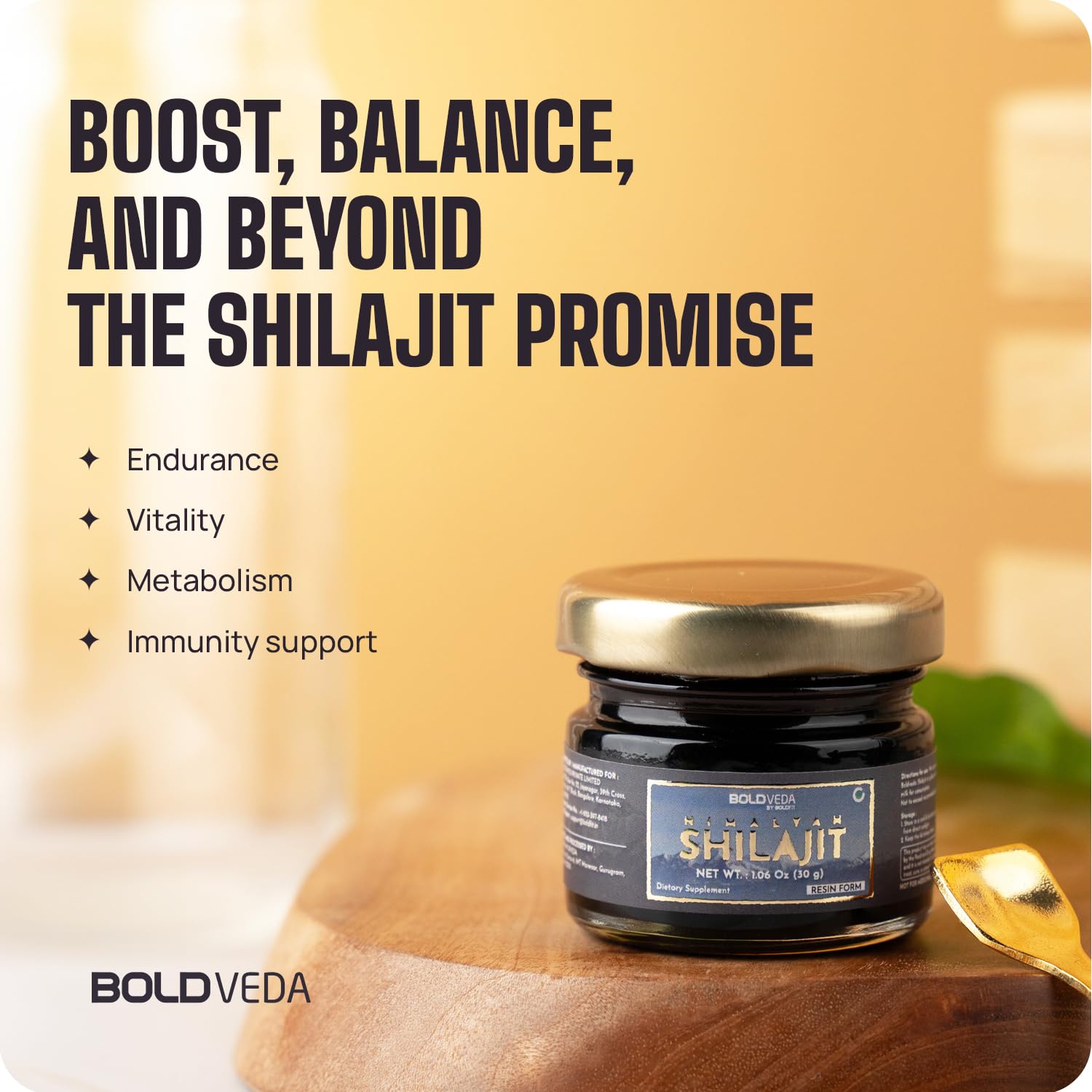 BOLDVEDA Shilajit Pure Himalayan Organic Resin - 30g Pure Natural Shilajit with Fulvic Acid and Trace Minerals - Authentic Resin to Improve Daily Wellness - Vital Herbs Shilajit Supplement for Men