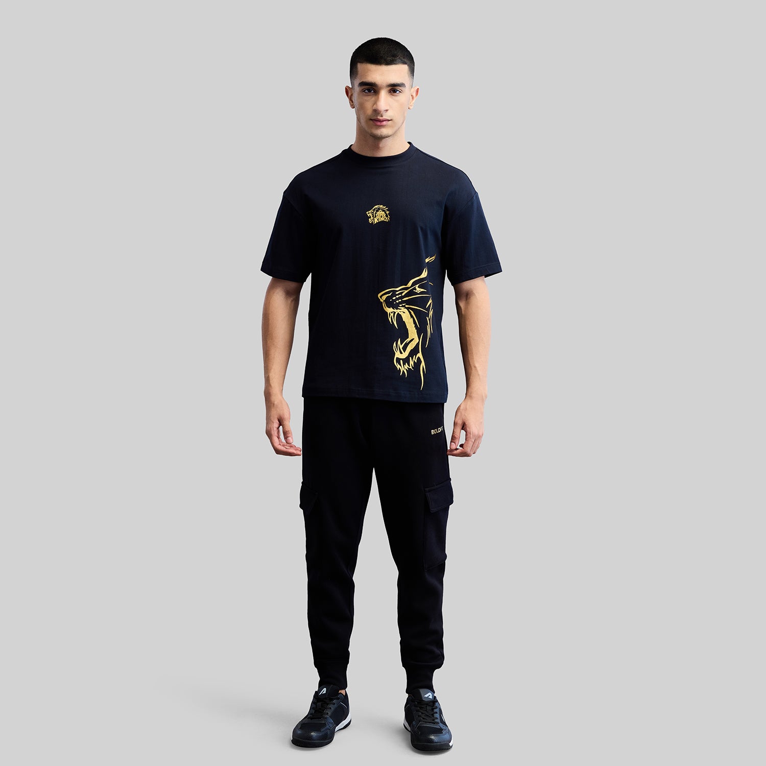 Official CSK Merch - Printed Black Leo Men's Oversized T-shirt