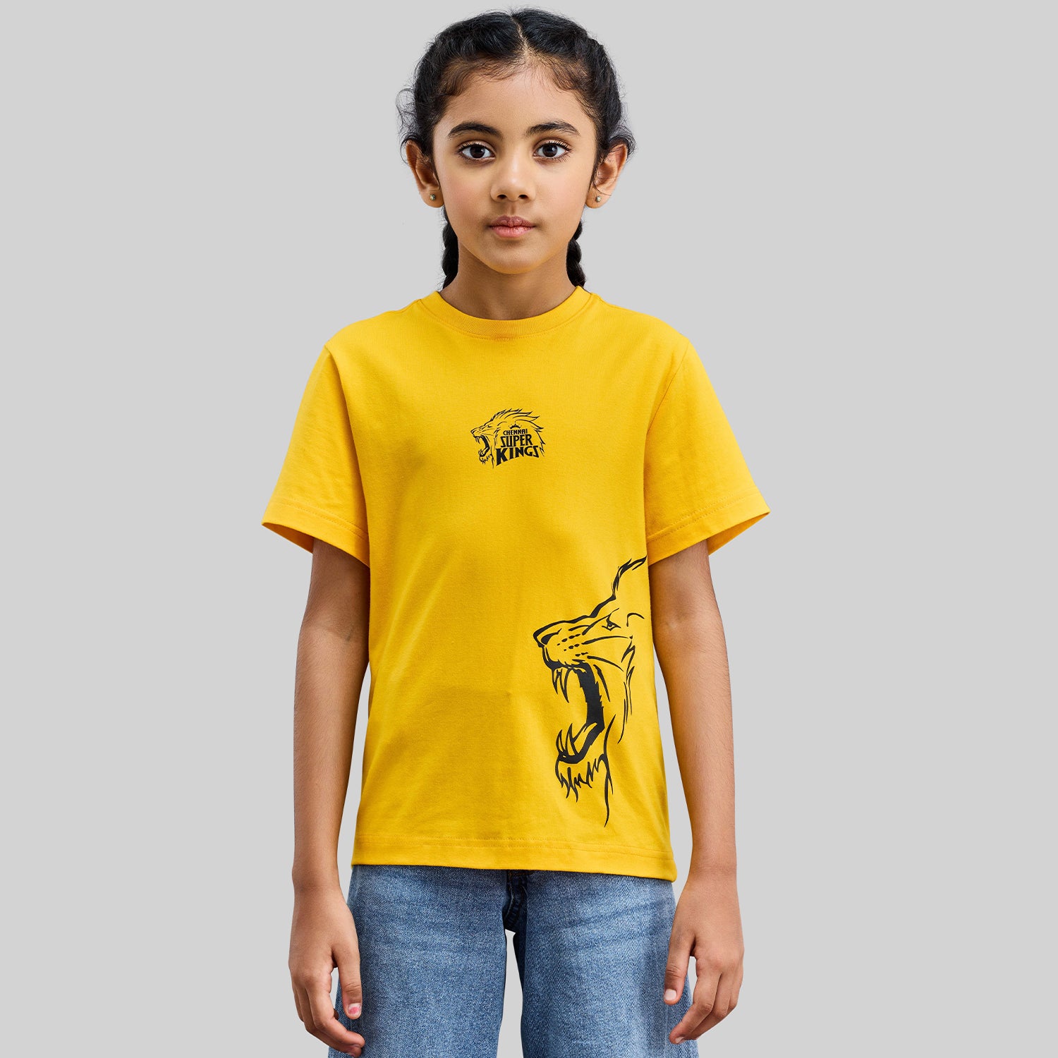 Official CSK Merch - Yellow Leo Print Kids T-Shirt