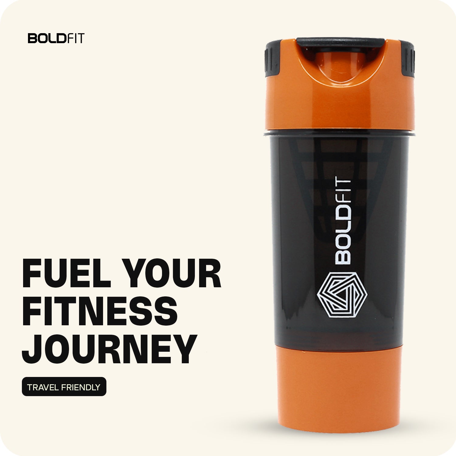 Boldfit Cyclone Shaker 500ml - Orange