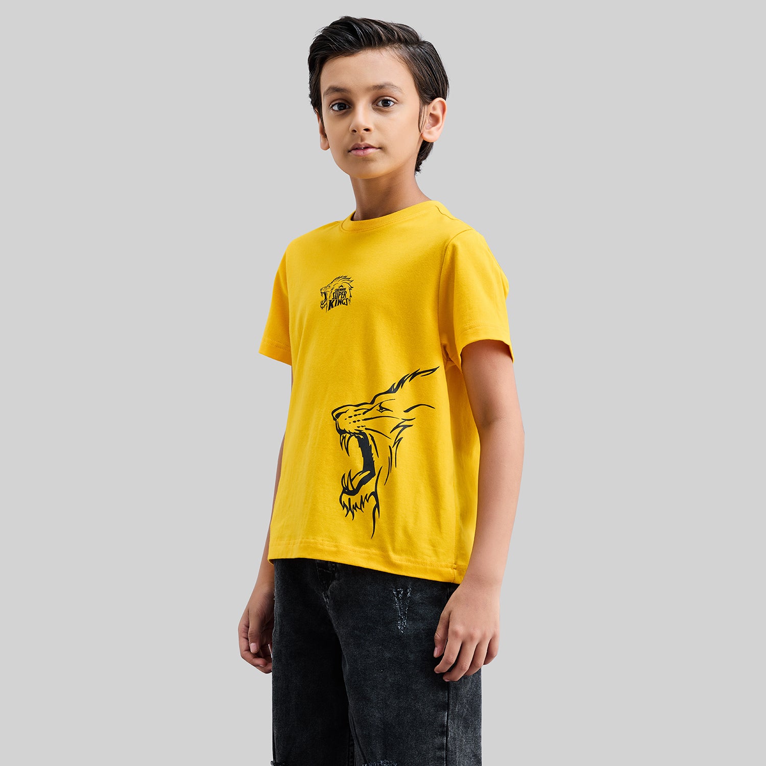 Official CSK Merch - Yellow Leo Print Kids T-Shirt