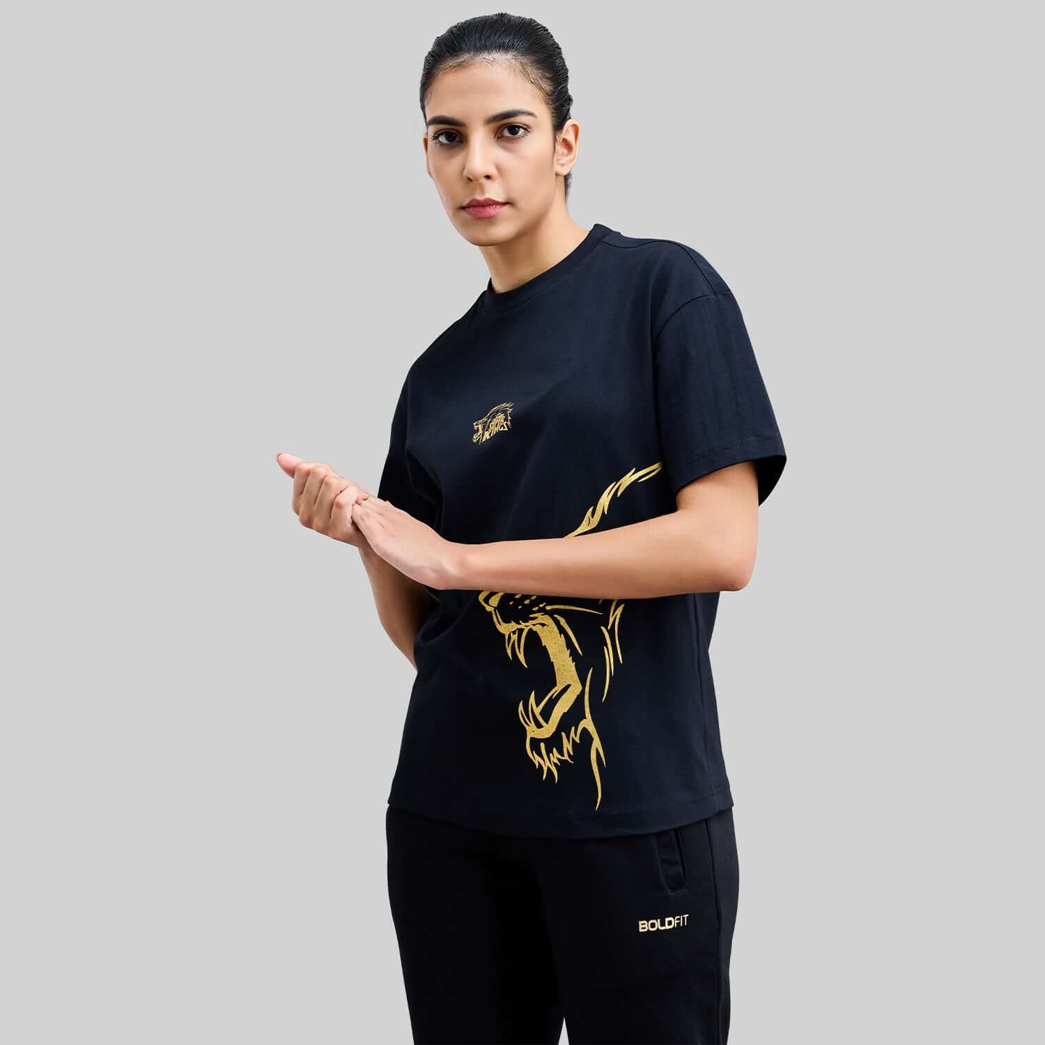 Official CSK Merch - Printed Black Leo Women's T-shirt