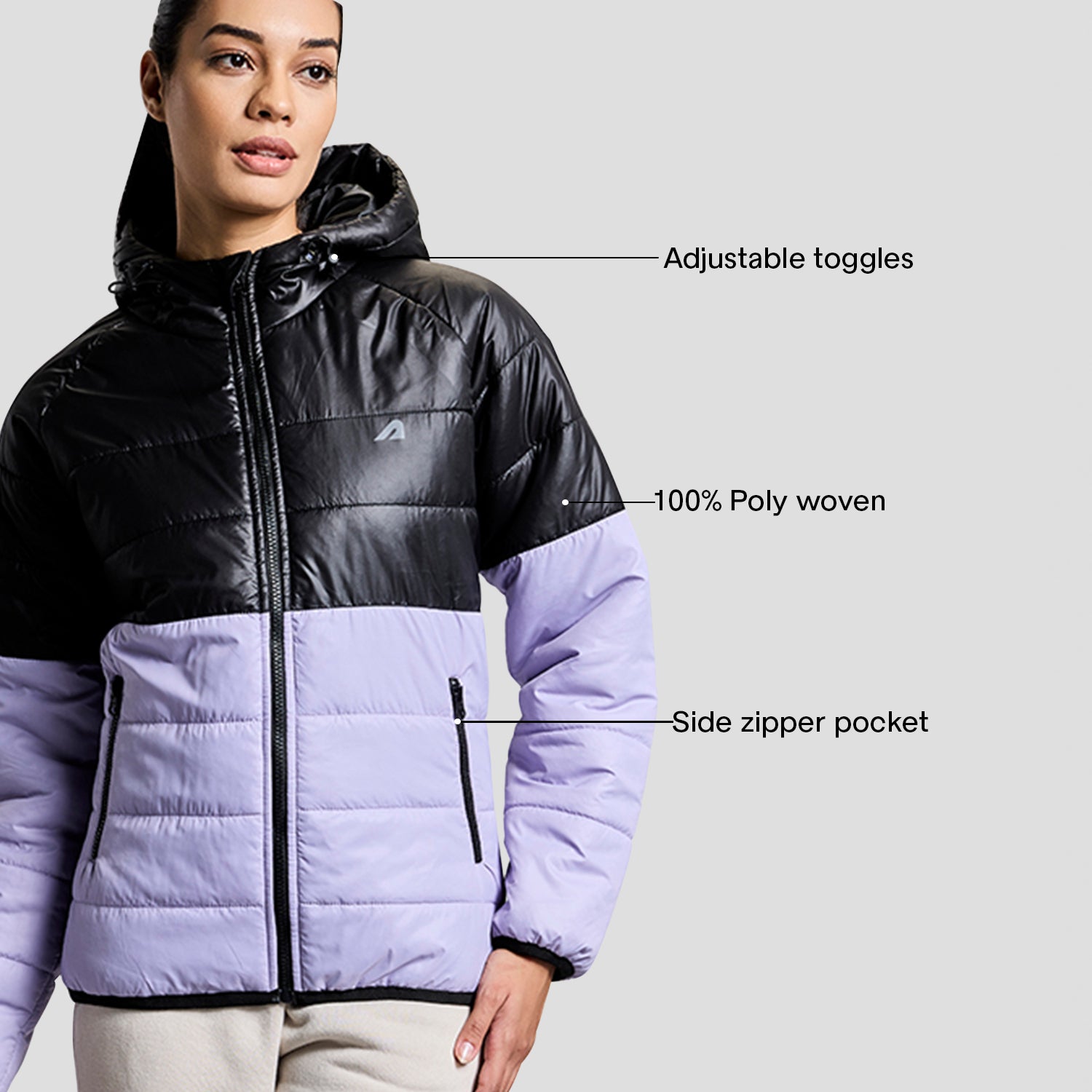 Frost Womens Puffer Jacket - Black/Purple