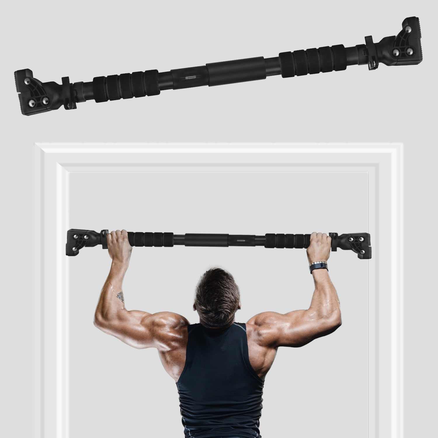 Doorway Pull up Bar without Screw - Black