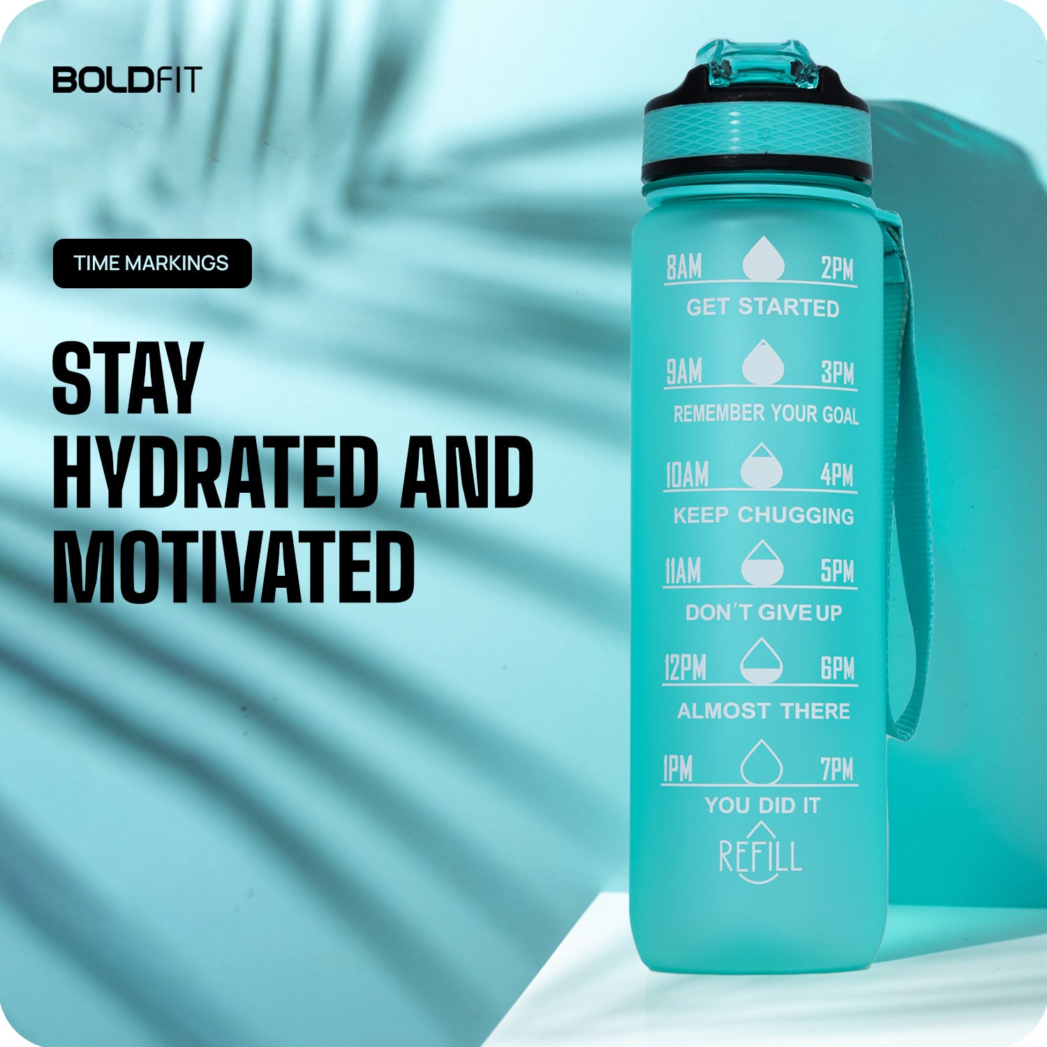 Aqua Motivational Bottle Mint Green - 1L