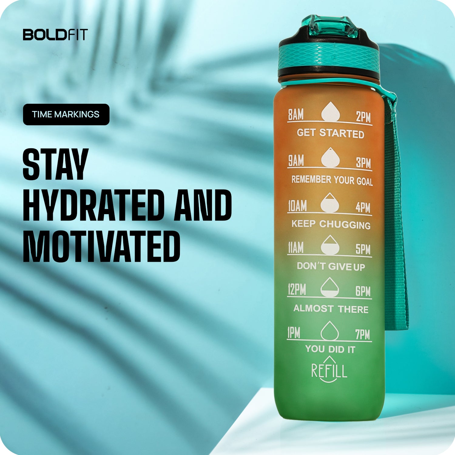 Aqua Motivational Bottle Orange Green - 1L