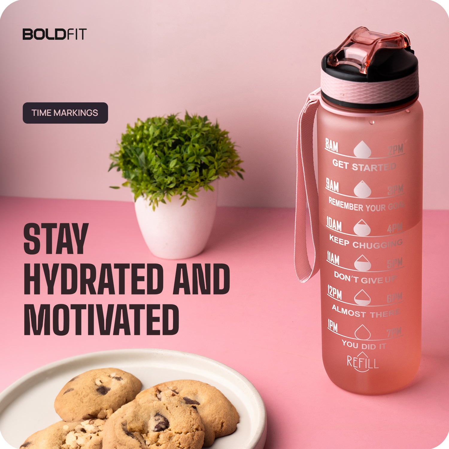 Aqua Motivational Bottle Pink - 1L