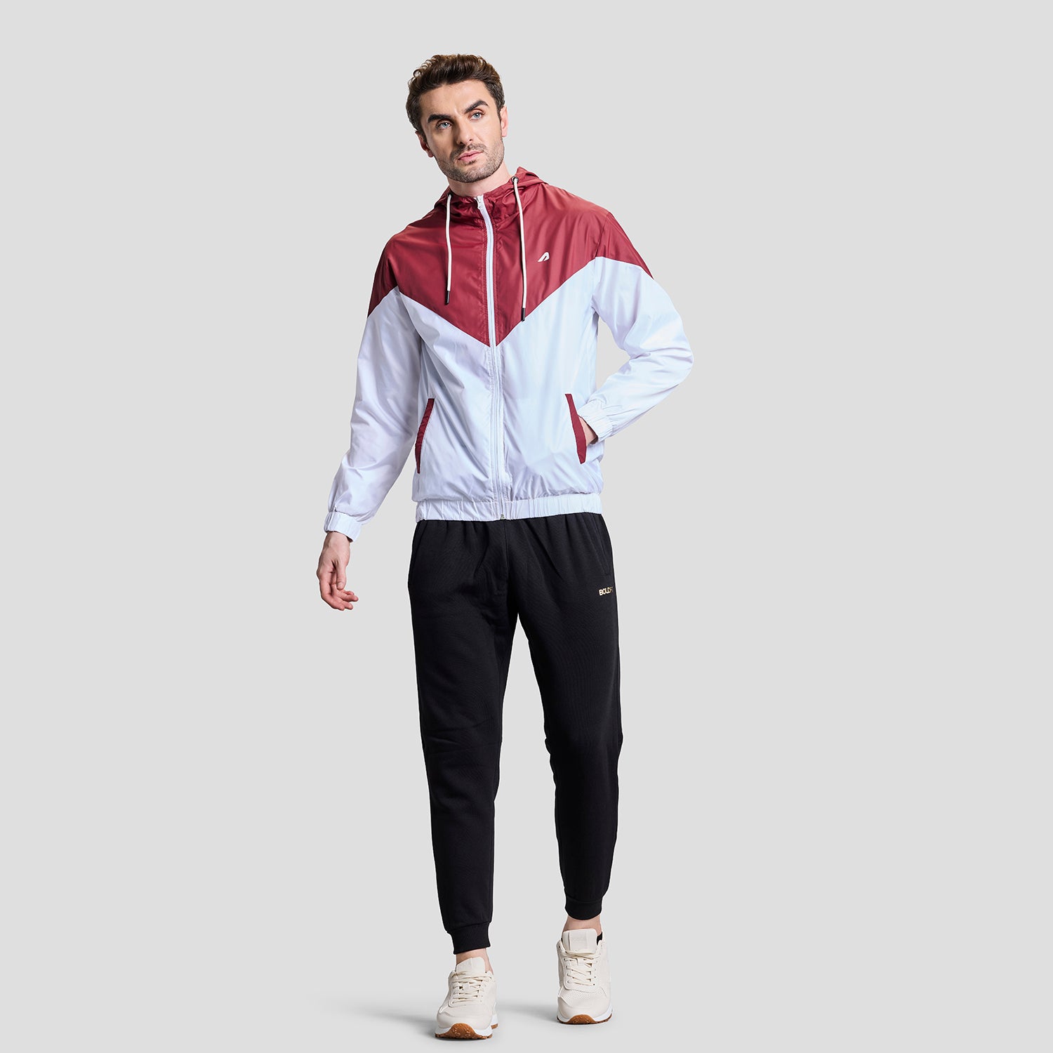 Windrush Mens Windcheater - Maroon/White