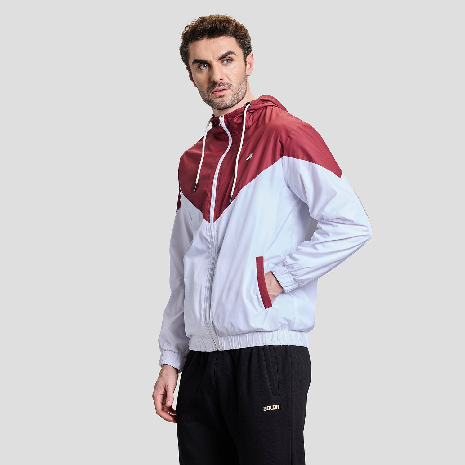 Windrush Mens Windcheater - Maroon/White