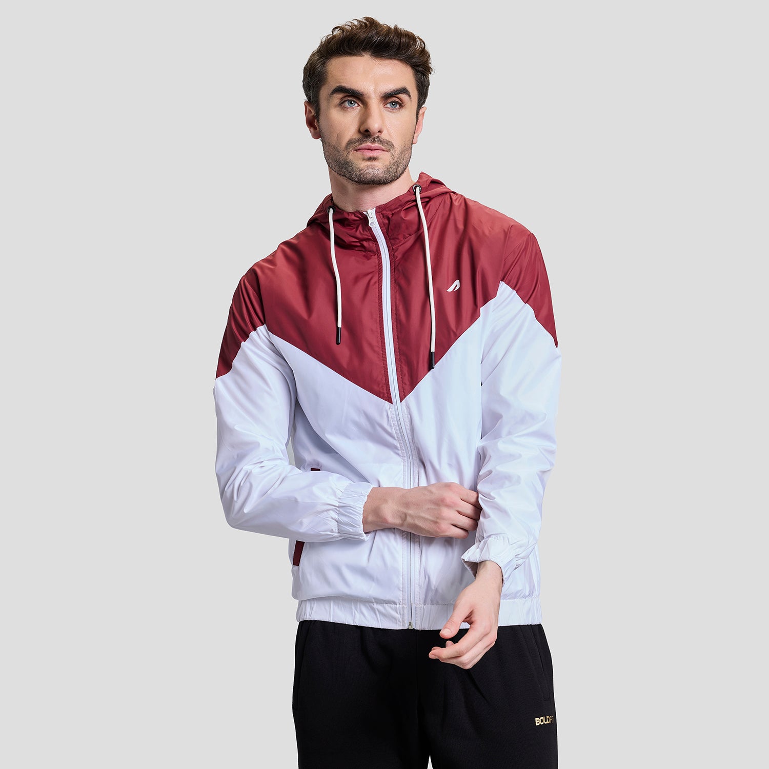 Windrush Mens Windcheater - Maroon/White