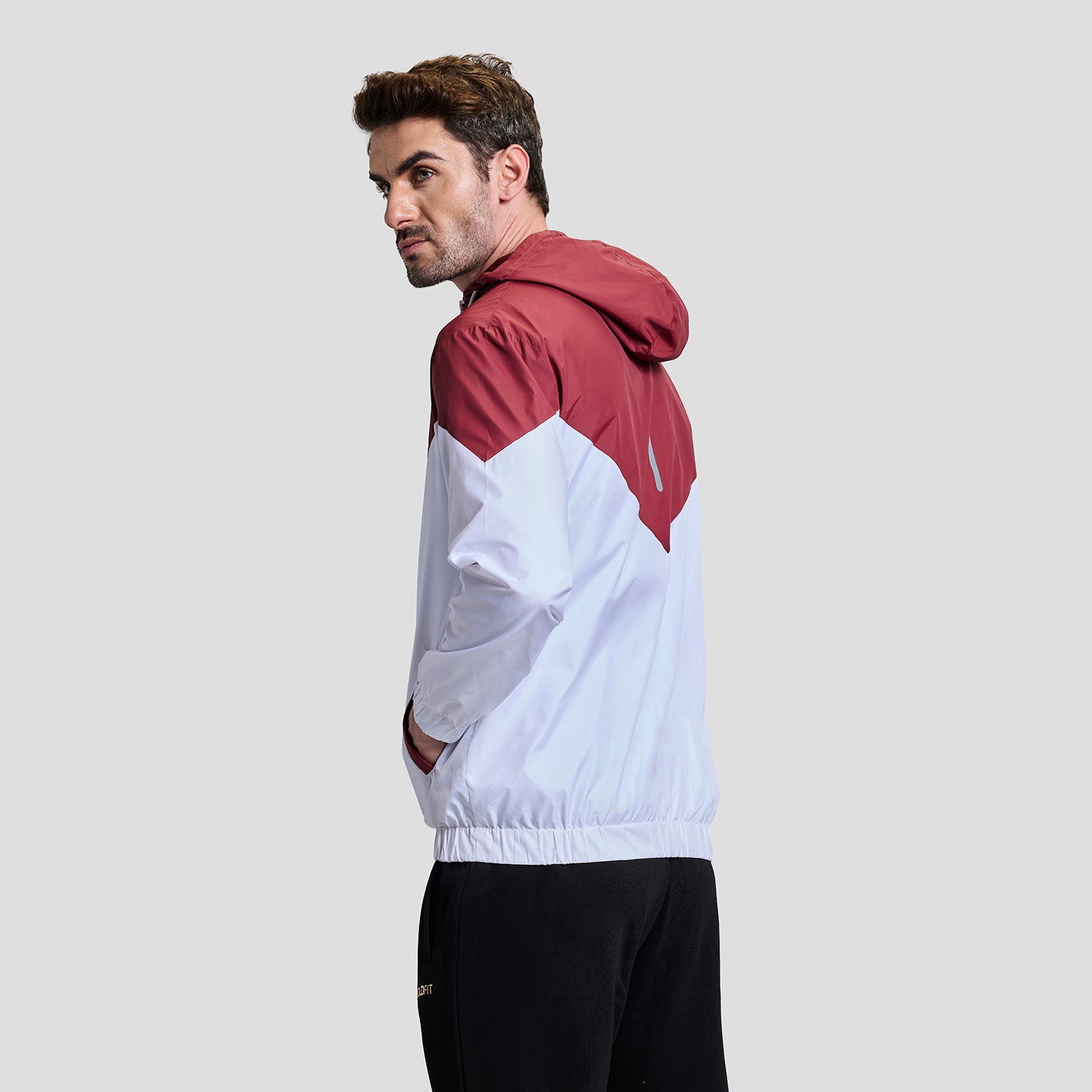 Windrush Mens Windcheater - Maroon/White