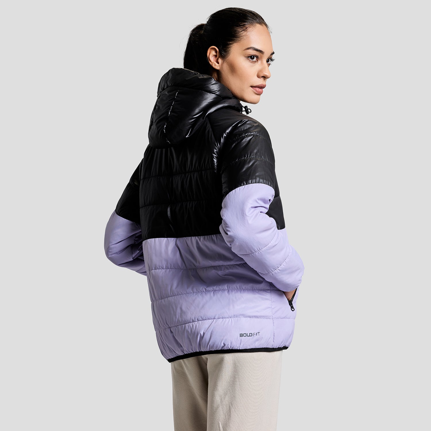 Frost Womens Puffer Jacket - Black/Purple