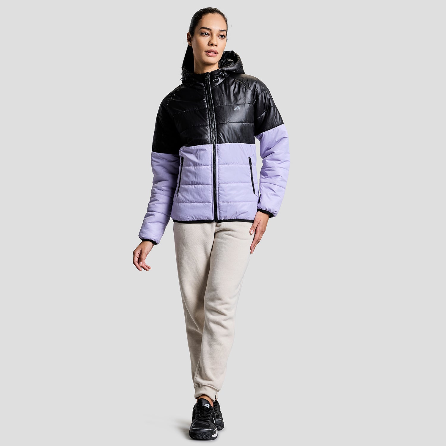 Frost Womens Puffer Jacket - Black/Purple