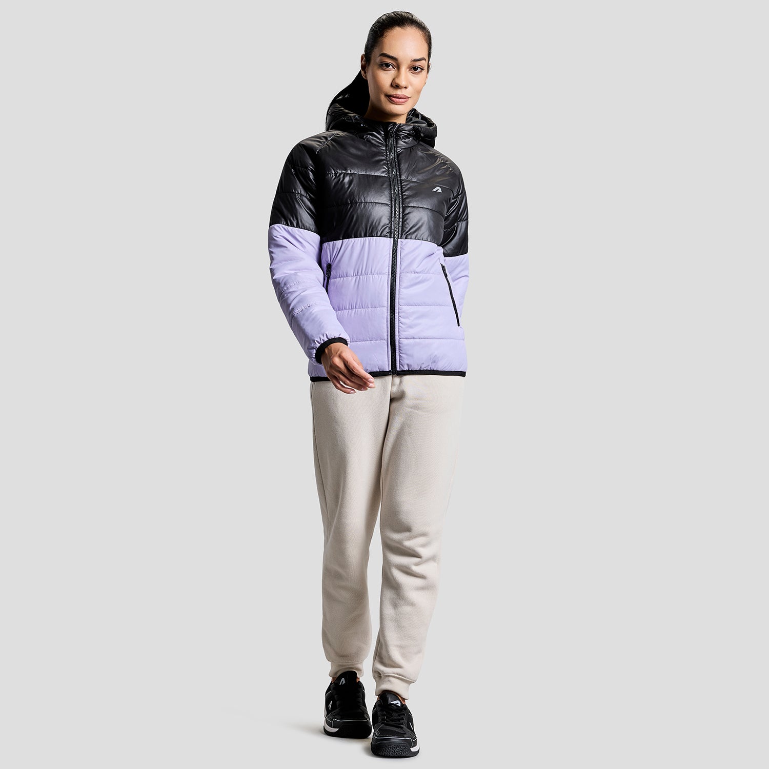 Frost Womens Puffer Jacket - Black/Purple