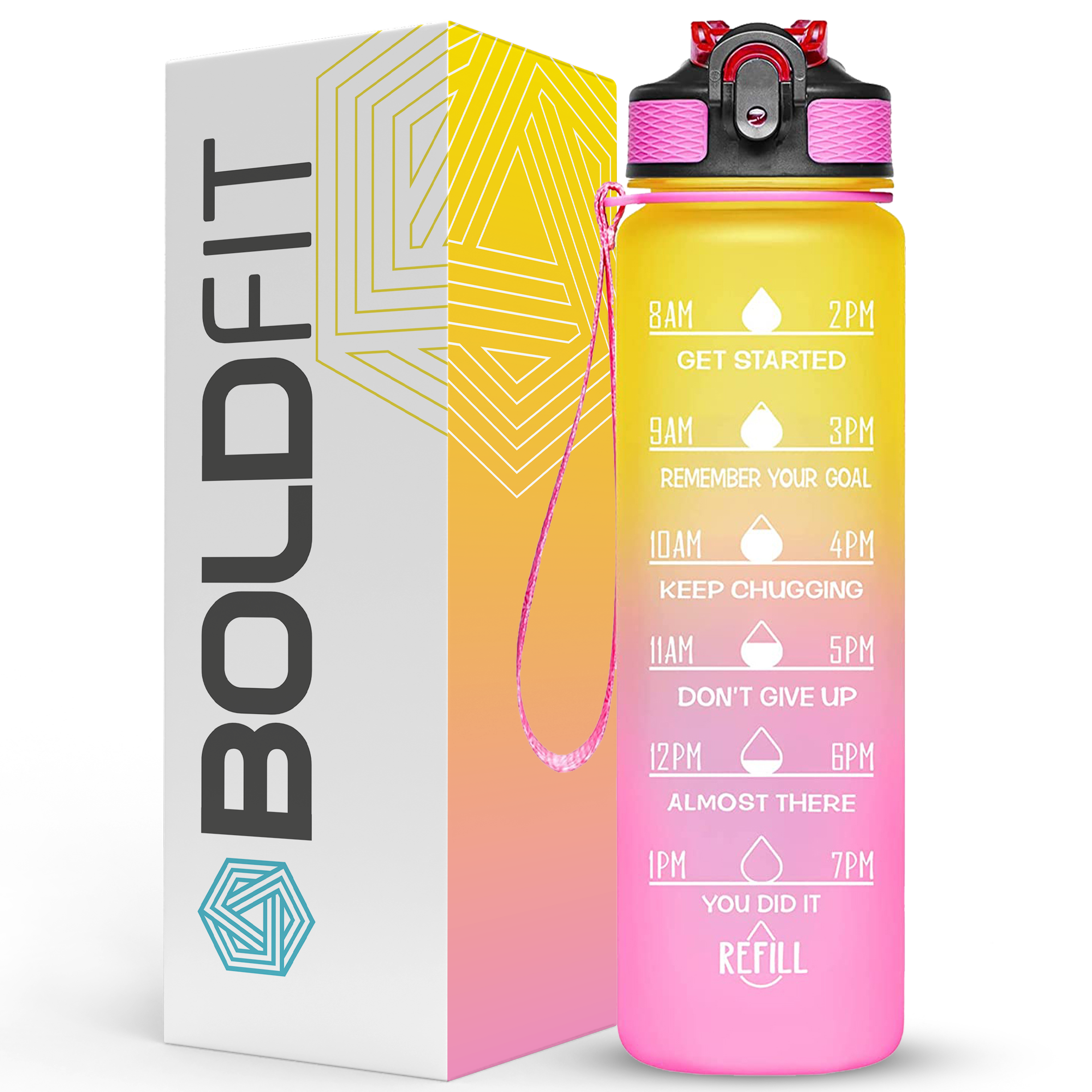 Aqua Motivational Bottle Yellow Pink - 1L