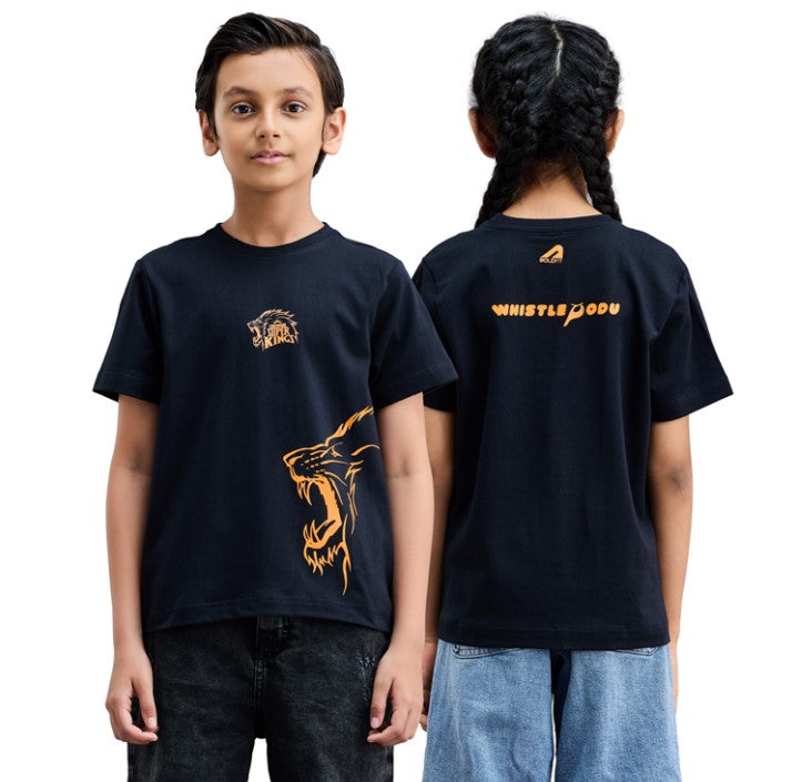 Official CSK Merch - Black-Orange Leo Kids T-Shirt Kids