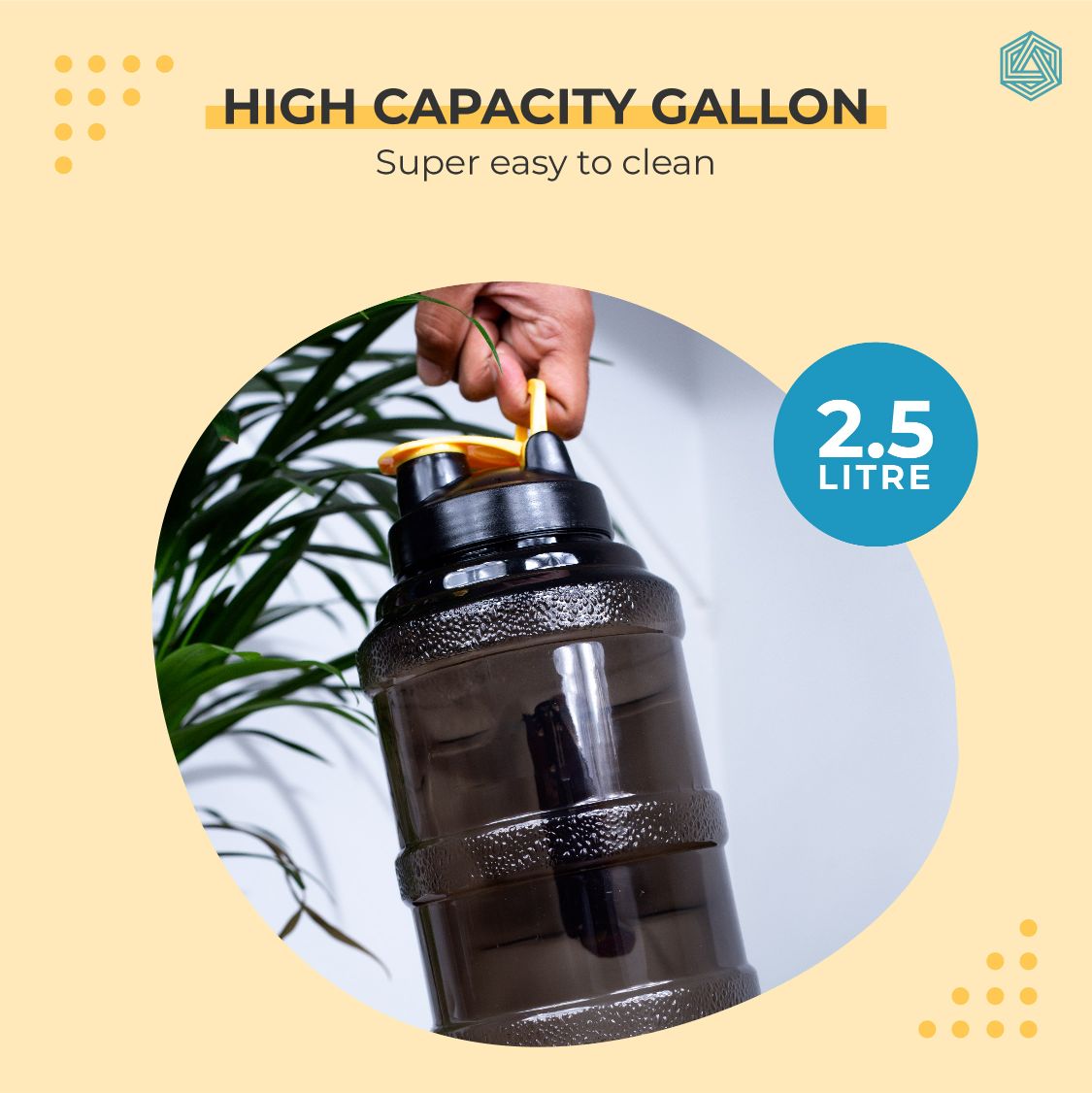 Boldfit Gym Gallon Plastic Water Bottle - 2.5L