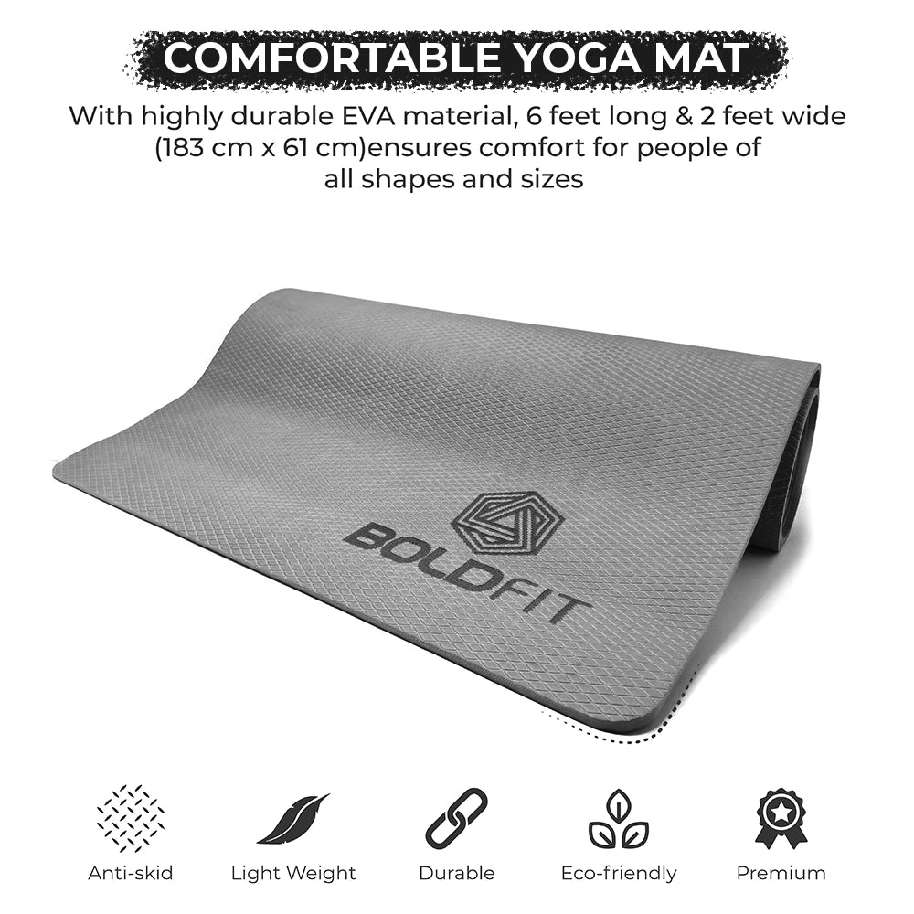 Boldfit Yoga mat for Women and Men with Carry Strap