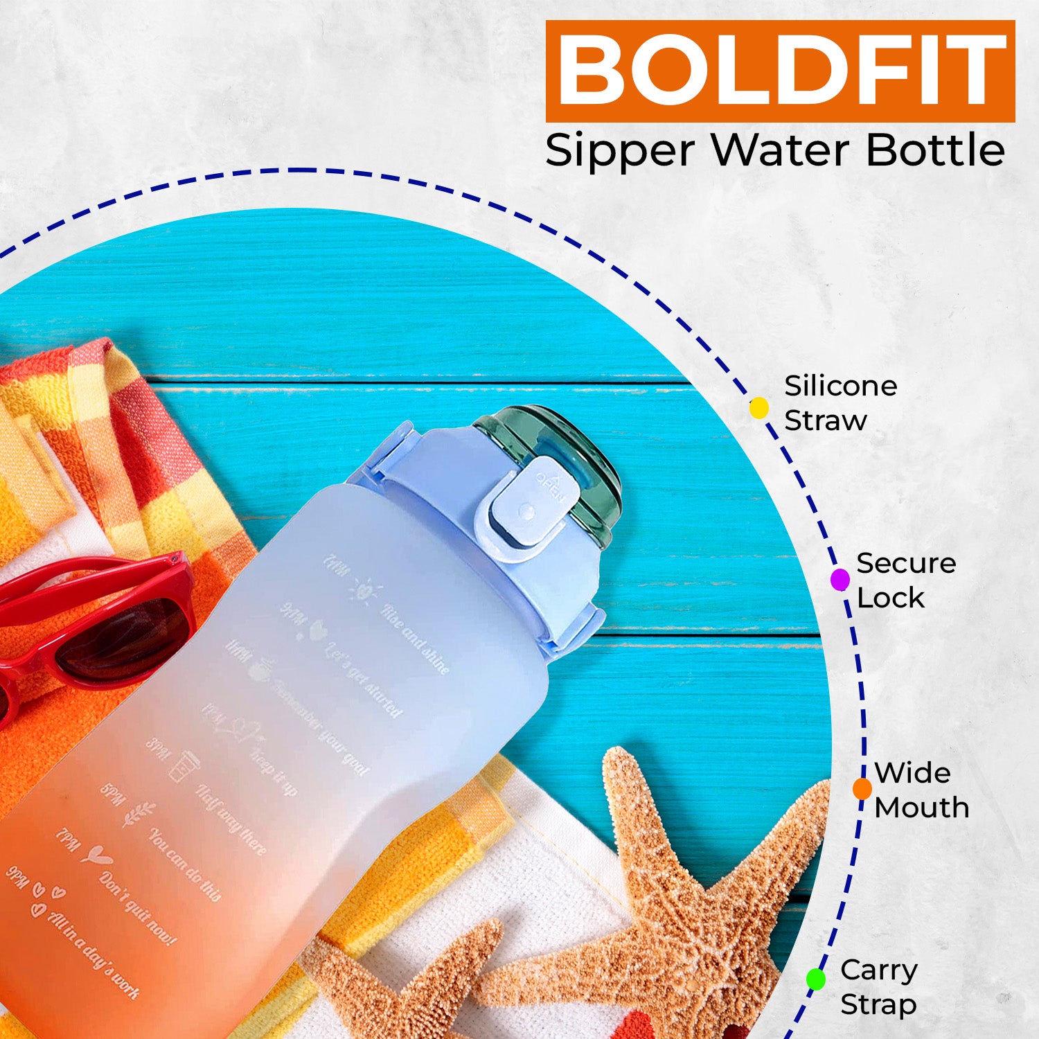 Boldfit Gallon Water Bottle 2. 5 litre with Time Marker motivational water  bottle 2.5 litre For Gym …See more Boldfit Gallon Water Bottle 2. 5 litre