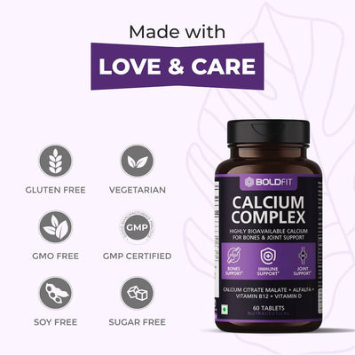Boldfit Calcium Complex Supplement 1000mg With Alfalfa For Women And Men