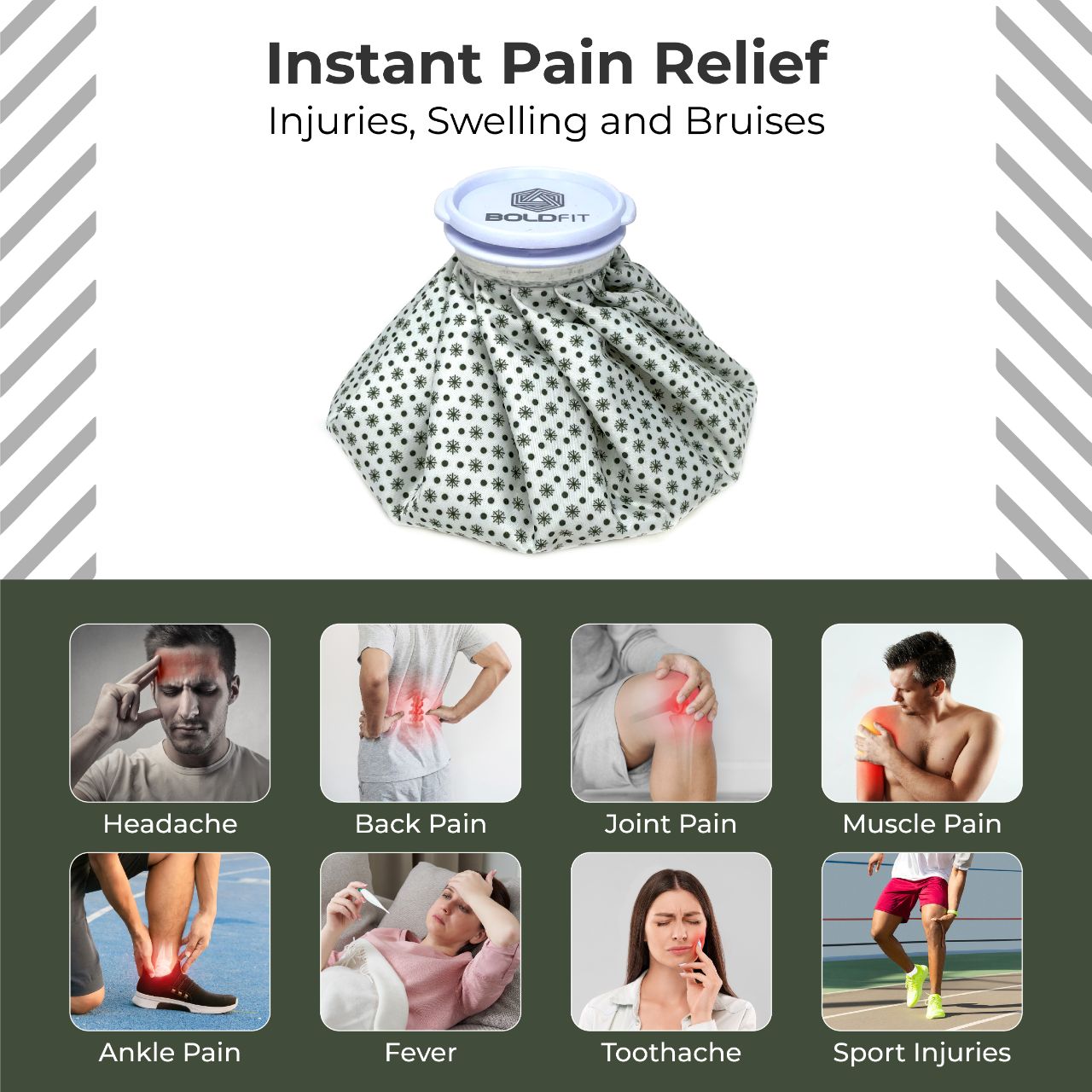 Pain Relief Cold Ice Pack Reusable Compress Bag Fill W Ice For Cold Therapy