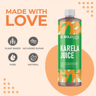 Boldveda Cold Press Karela Juice for Strengthening the Body's Defense - 1 Ltr