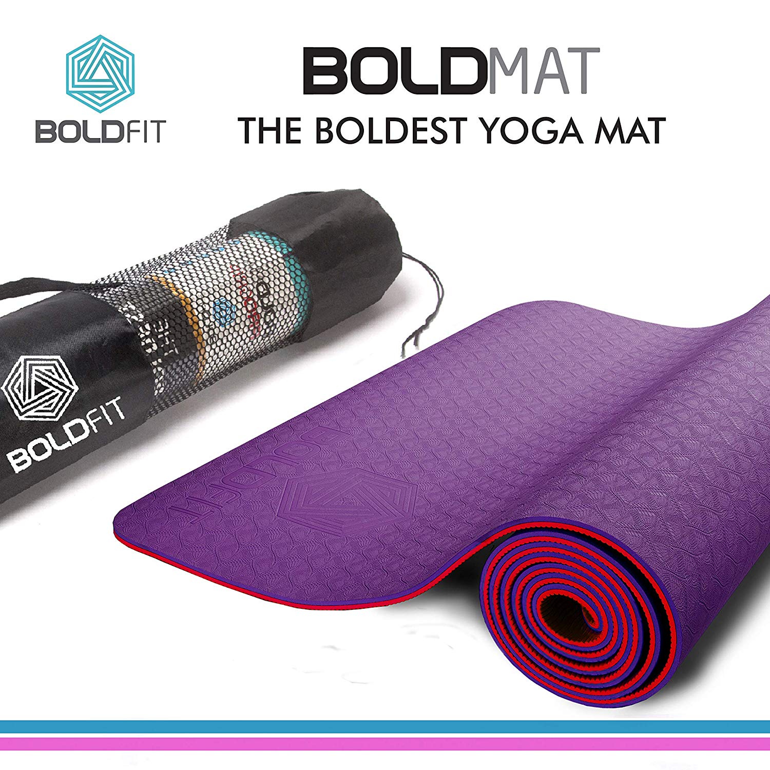 Boldfit Yoga Mat for Women and Men with Carry Strap, Mat for Workout Yoga  Fitness , 6mm, Purple