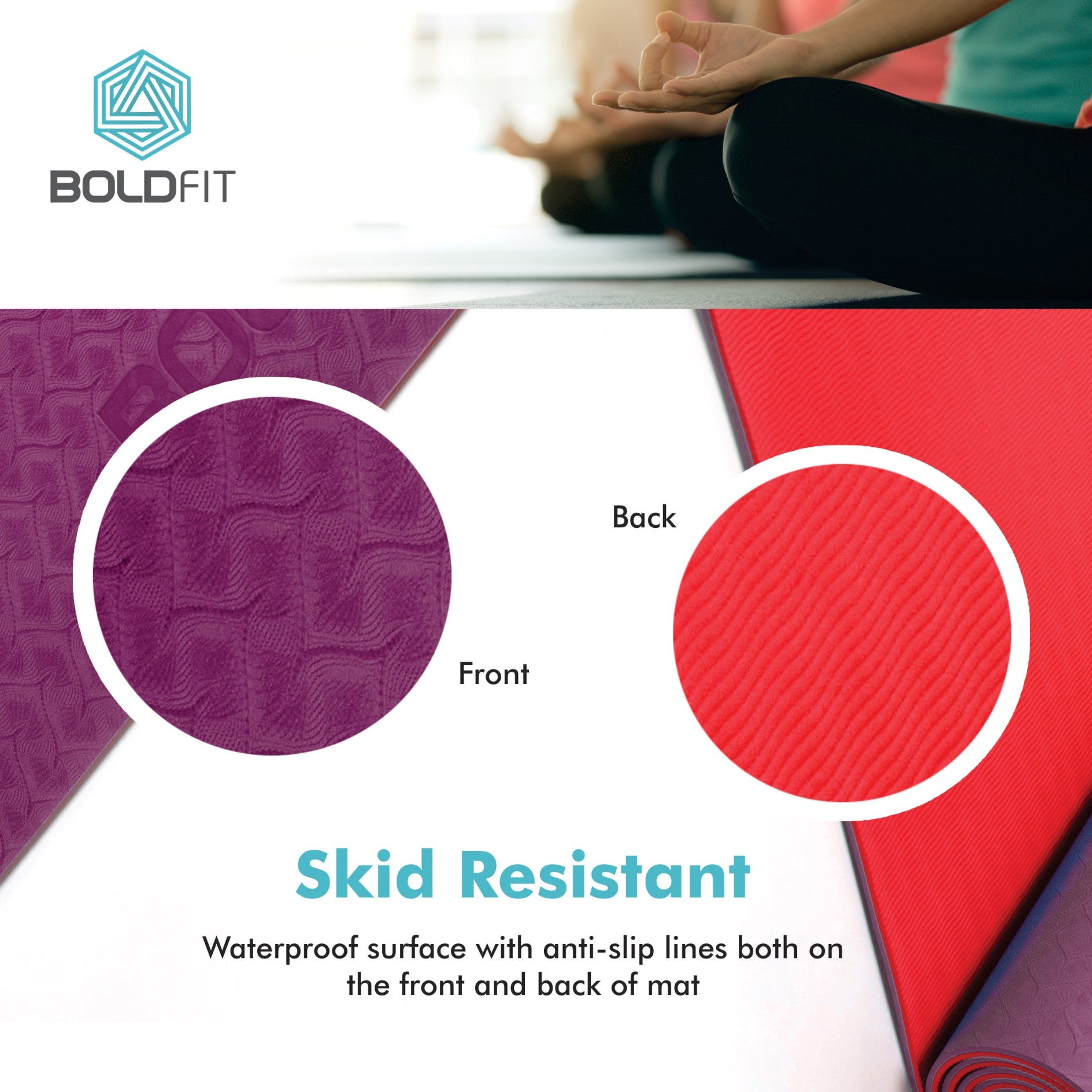 Boldfit Yoga Mat for Women and Men with Cover Bag TPE Material Extra Thick  Exercise Yoga Mat (Blue-Pink)