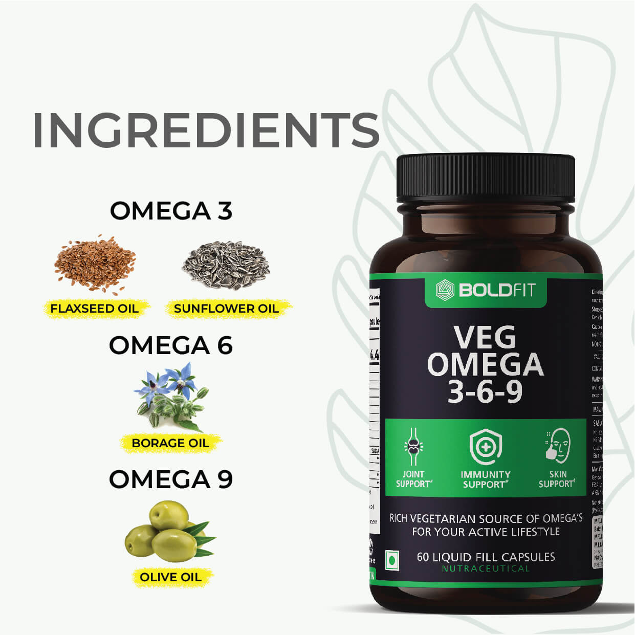 Boldfit Omega 3 6 9 Vegetarian Supplement For Heart, Skin, Joint & Muscles Support