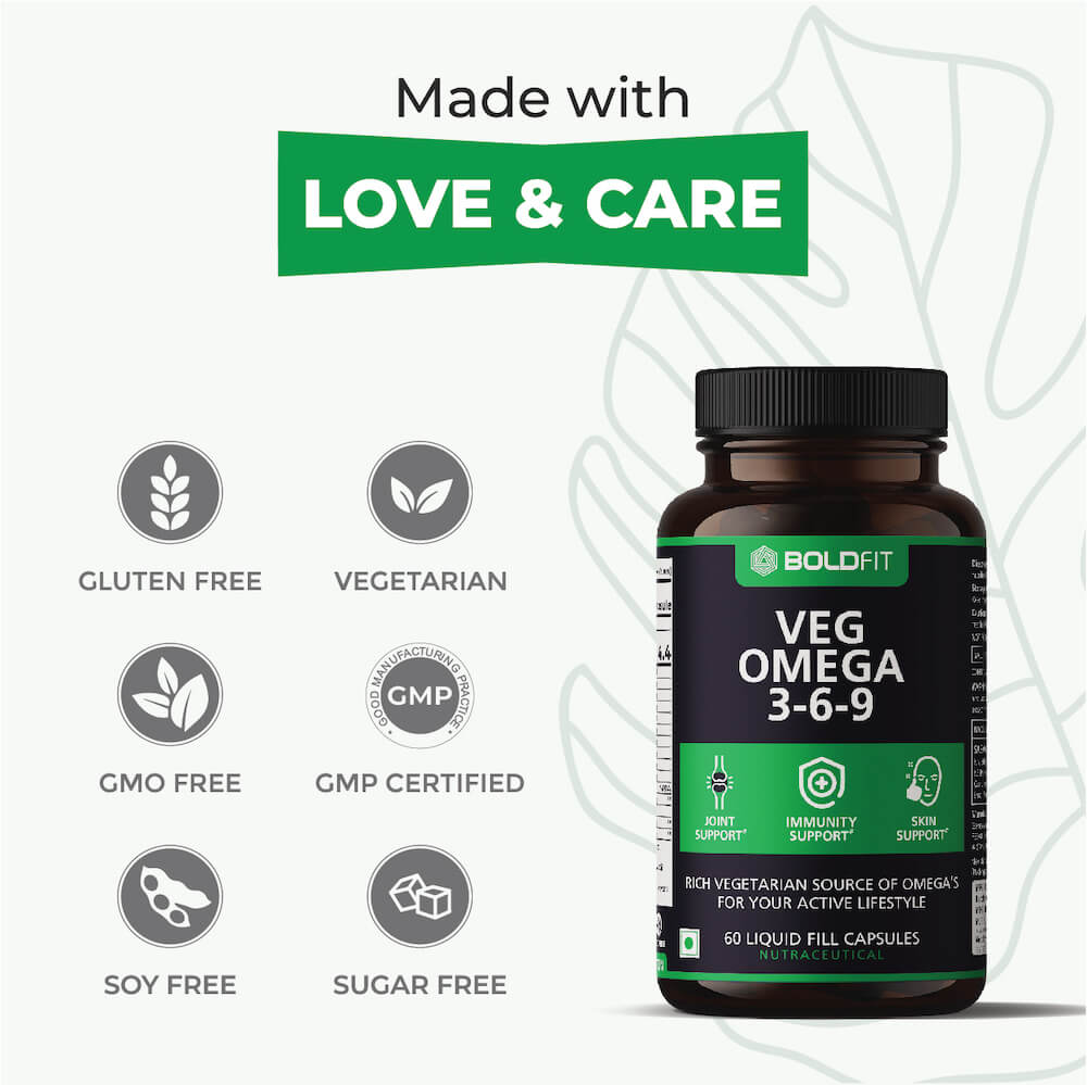 Boldfit Omega 3 6 9 Vegetarian Supplement For Heart, Skin, Joint & Muscles Support